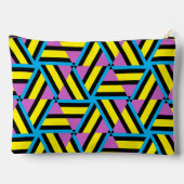Hellgelbes Lila Aqua Schwarzes geometrisches Muste Zubehörtasche (Rückseite)