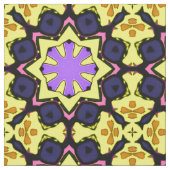 Hellgelbes, lila, blaues, rosa Design. Stoff (Nahaufnahme)