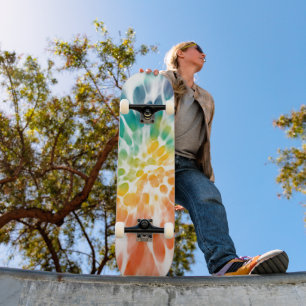Hellgelbes Orange Blau Weiße Gefärbte Krawatte Kun Skateboard