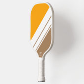 Hellgelbes Orange Mocha Weißes Racing Streifen Pickleball Schläger (Links)