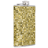 Hellgelbes "Popcorn" Textured Grid Muster Flachmann (Rechts)