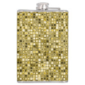 Hellgelbes "Popcorn" Textured Grid Muster Flachmann (Rückseite)
