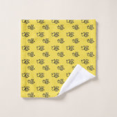 Hellgelbes Sommerbienenmuster Badhandtuch Set (Waschlappen)