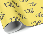 Hellgelbes Sommerbienenmuster Geschenkpapier (Rolleneckpunkt)