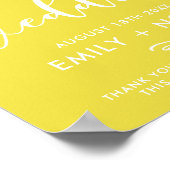 Hellgelbes stylisches Script Begrüßungszeichen Poster (Ecke)