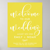 Hellgelbes stylisches Script Begrüßungszeichen Poster (Vorne)