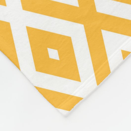 Hellgelbes und weißes Rautenmuster Fleecedecke (Ecke)