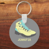 Hellgelbes Wanderboot Personalisiert grau Schlüsselanhänger (Vorderseite)