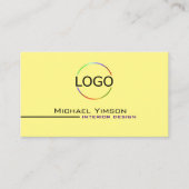 Hellgelbes Weiß mit Beruflichen Logos und Fotos Visitenkarte (Vorderseite)