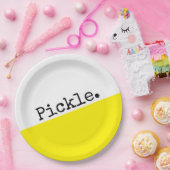 Hellgelbes Weißer Farbblock Picklebmotto Pappteller (Party)