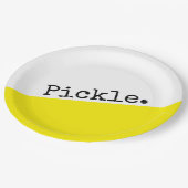 Hellgelbes Weißer Farbblock Picklebmotto Pappteller (Schrägansicht)