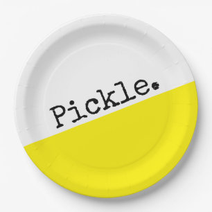 Hellgelbes Weißer Farbblock Picklebmotto Pappteller