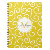 Hellgelbes weißes Muster mit Monogramm Notizblock (Vorderseite)