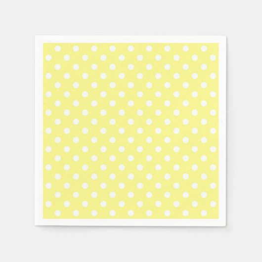 Hellgelbes weißes Polka-Punktmuster Serviette (Vorderseite)