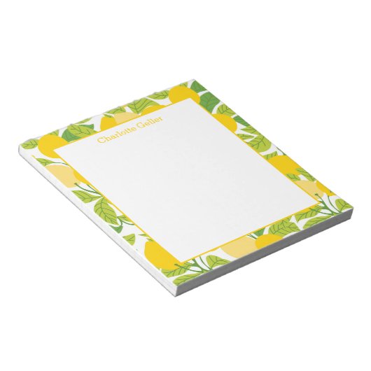 Hellgelbes Zitronenmuster Editor Notizblock (angewinkelt)