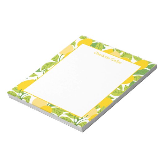 Hellgelbes Zitronenmuster Editor Notizblock (Rotiert)