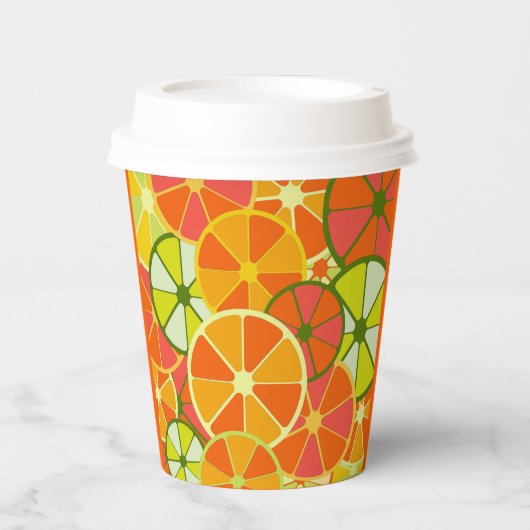 Hellgeschnittene Citrus Print Paper Cup Pappbecher (Vorderseite)