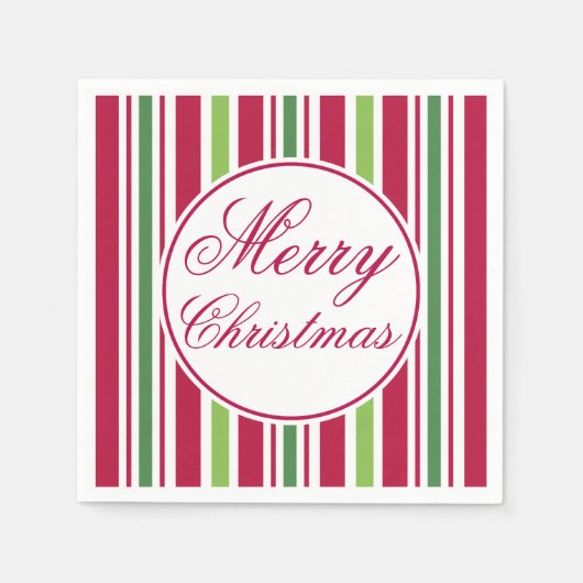 Hellgestreift frohe Weihnachten Napkins Serviette (Vorderseite)
