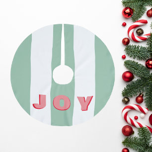 Hellgestreifte grüne moderne "Joy"-Typografie Polyester Weihnachtsbaumdecke