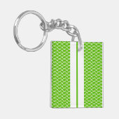 Hellgezogene Limone Ozeanwellen Weiße Racing Strei Schlüsselanhänger (Vorderseite links)