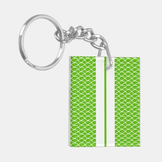 Hellgezogene Limone Ozeanwellen Weiße Racing Strei Schlüsselanhänger (Vorderseite links)