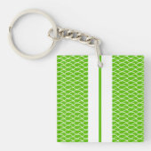 Hellgezogene Limone Ozeanwellen Weiße Racing Strei Schlüsselanhänger (Vorderseite)