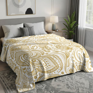 Hellgoldenes Vintage-Blumen-Paisley-Muster Fleecedecke