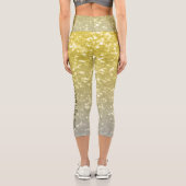 Hellgoldgraue Imitate Glitzern Individuelle Name Capri Leggings (Rückseite)
