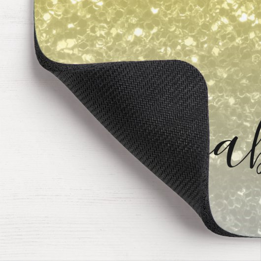 Hellgoldgraue Imitate Glitzern Individuelle Name Mousepad (Ecke)