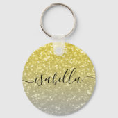 Hellgoldgraue Imitate Glitzern Individuelle Name Schlüsselanhänger (Vorderseite)