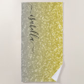 Hellgoldgraue Imitate Glitzern Individuelle Name Strandtuch (Vorderseite)