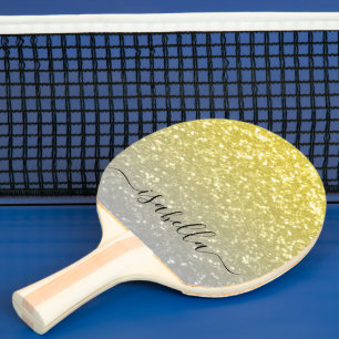 Hellgoldgraue Imitate Glitzern Individuelle Name Tischtennis Schläger