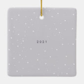 Hellgrau Einfach Modernes, Verheiratetes Foto Keramikornament (Rückseite)