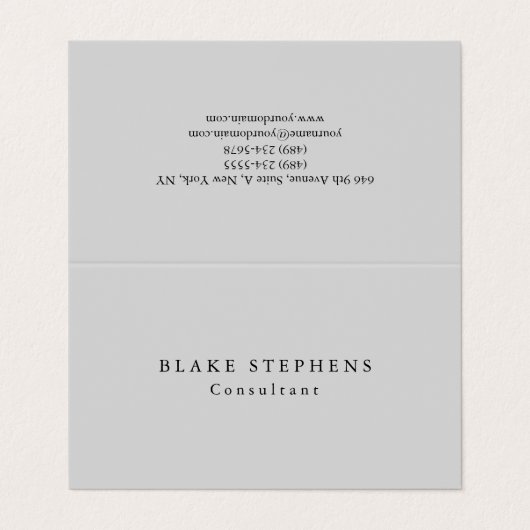 Hellgrau Einzigartiges Original Klassisches Berufl Visitenkarten (Außenseite Aufgefaltet)