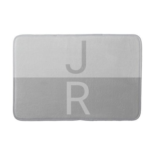 Hellgrau & Grau moderne Anfangsbuchstaben Monogram Badematte (Vorderseite)