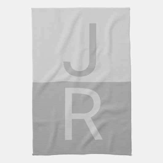 Hellgrau & Grau Moderne Anfangsbuchstaben Monogram Geschirrtuch (Vertikal)