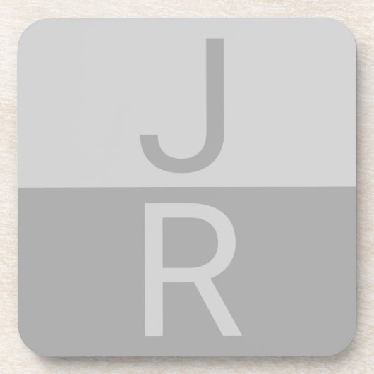 Hellgrau & Grau Moderne Anfangsbuchstaben Monogram Getränkeuntersetzer (Vorderseite)