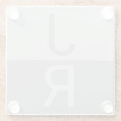 Hellgrau & Grau Moderne Anfangsbuchstaben Monogram Glasuntersetzer (Rückseite)