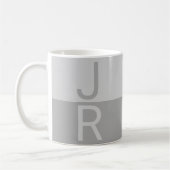 Hellgrau & Grau Moderne Anfangsbuchstaben Monogram Kaffeetasse (Links)