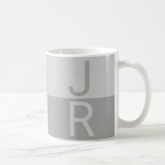 Hellgrau & Grau Moderne Anfangsbuchstaben Monogram Kaffeetasse (Rechts)