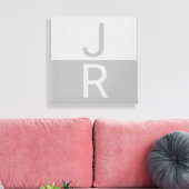 Hellgrau & Grau Moderne Anfangsbuchstaben Monogram Leinwanddruck (Insitu (Wohnzimmer))