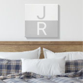 Hellgrau & Grau Moderne Anfangsbuchstaben Monogram Leinwanddruck (Insitu (Schlafzimmer))