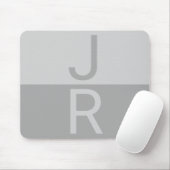 Hellgrau & Grau Moderne Anfangsbuchstaben Monogram Mousepad (Mit Mouse)