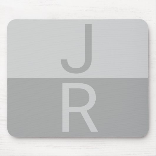 Hellgrau & Grau Moderne Anfangsbuchstaben Monogram Mousepad (Vorne)