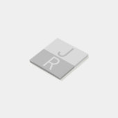 Hellgrau & Grau Moderne Anfangsbuchstaben Monogram Post-it Klebezettel (angewinkelt)