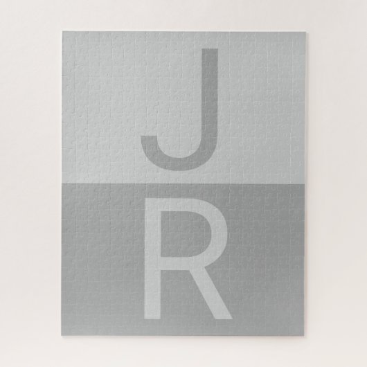 Hellgrau & Grau moderne Anfangsbuchstaben Monogram Puzzle (Vertikal)