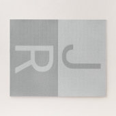 Hellgrau & Grau moderne Anfangsbuchstaben Monogram Puzzle (Horizontal)