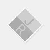 Hellgrau & Grau Moderne Anfangsbuchstaben Monogram Serviette (Ecke)