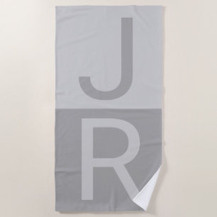 Hellgrau & Grau moderne Anfangsbuchstaben Monogram Strandtuch