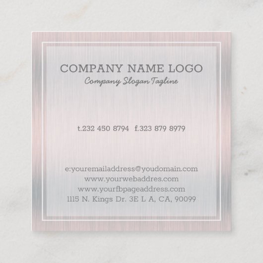 Hellgrau-metallischer Hintergrund Quadratische Visitenkarte (Rückseite)